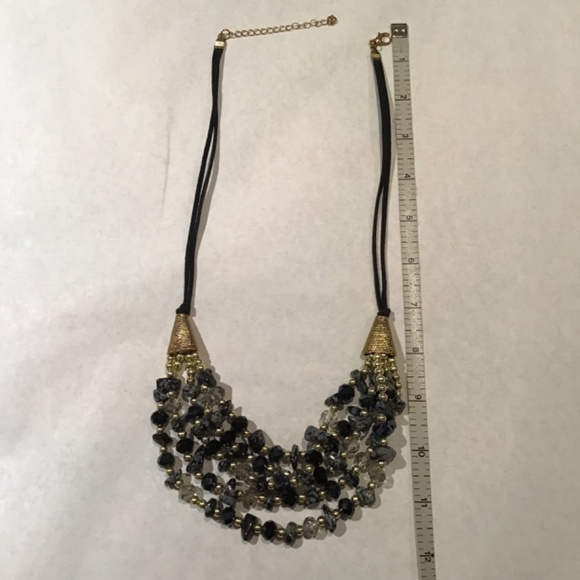 Blue and crystal stone necklace great for casual outfit or dressy occasion - Picture 3 of 3